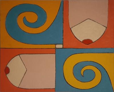 Studio E, WVZ No 1010, 1969, Öl auf Holz, 49,6 x 61 cm