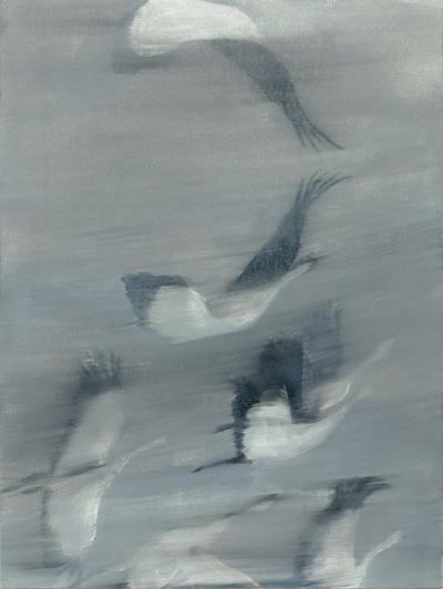 Abflug I, 2020, Öl auf Papier, 48 x 36 cm