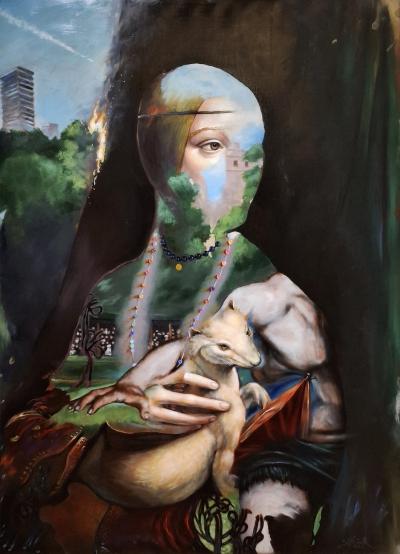 The Pedestal, 2025, Öl auf Leinwand, 140 x 100 cm