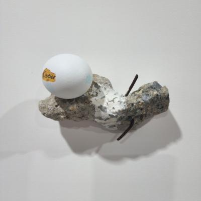 Landscape, 2025, eggshell, thrown away items & mixed media, 15 x 10 x 7 cm