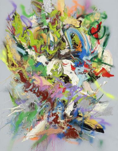 Bloom Under Tension, 2026, Öl auf Leinwand, 180 x 140 cm