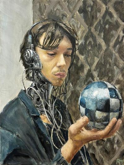 Selbstbildnis, 2026, Öl, Acryl auf Leinwand, 50 x 40 cm