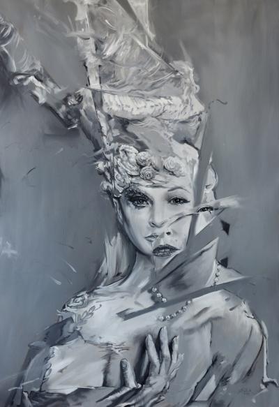 Gwen D'Arcy "Madame de Pompadour" 2014, Öl auf Papier auf Aludibond 90 x 130cm