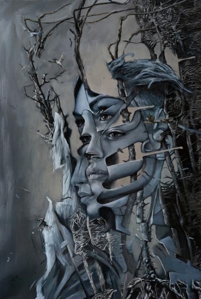 Marion Pascale "Mary in the Woods", 2016 Öl auf Papier auf Aludibond 90x130cm