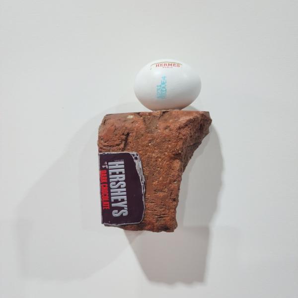 Landscape, 2025, eggshell, thrown away items & mixed media, 10 x 15 x 5,5 cm