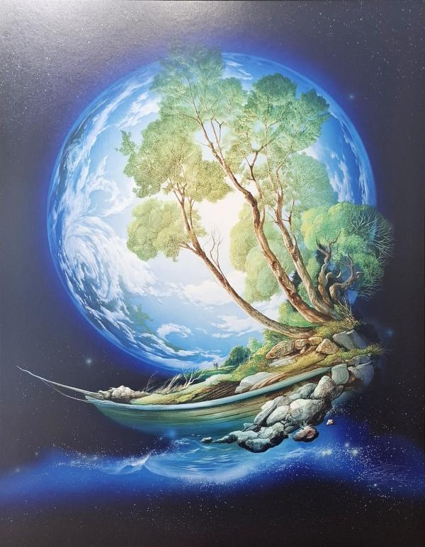 Die Barke, Mischtechnik auf Karton, 78 x 62 cm