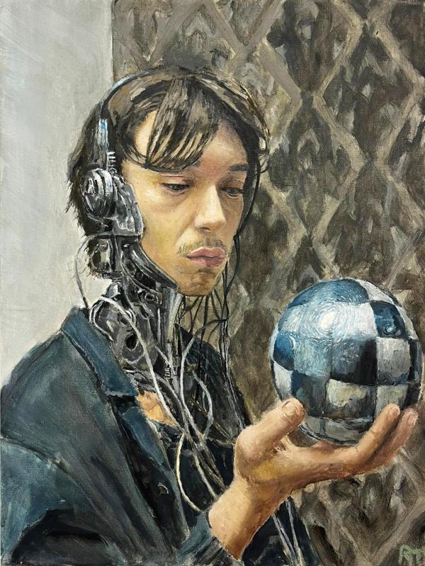 Selbstbildnis, 2026, Öl, Acryl auf Leinwand, 50 x 40 cm