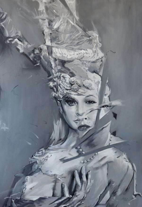 Gwen D'Arcy "Madame de Pompadour" 2014, Öl auf Papier auf Aludibond 90 x 130cm