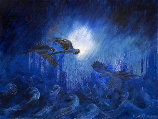 ORAGE EN BLEU, 2024, Öl auf Leinwand, 120 x 160 cm
